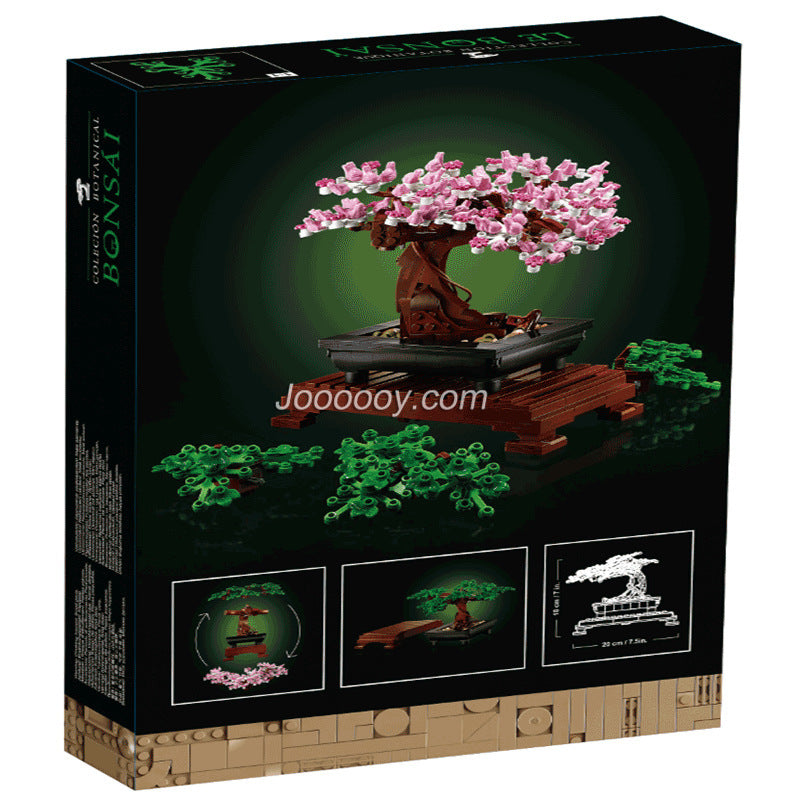 Bonsai tree building block set close-up of foliage