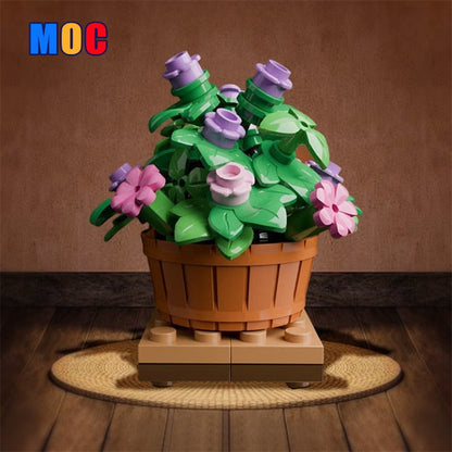 Flowerpot MOC building block set, fully assembled