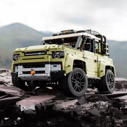 Off-road Defender-style vehicle building block model front view