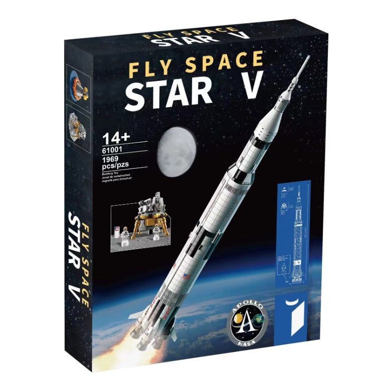 Assembled Apollo Saturn V rocket building block model
