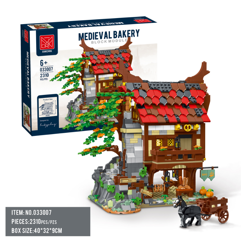 medieval bakery building block set completed build display
