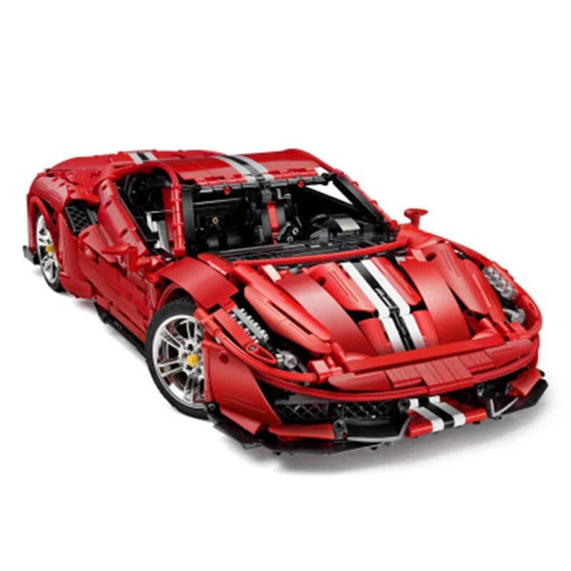 Close-up of RC supercar block set body panels