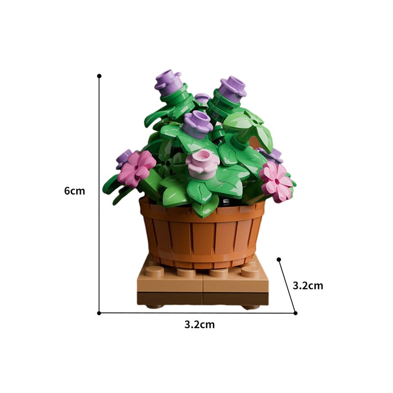 Flowerpot MOC building block set, side angle