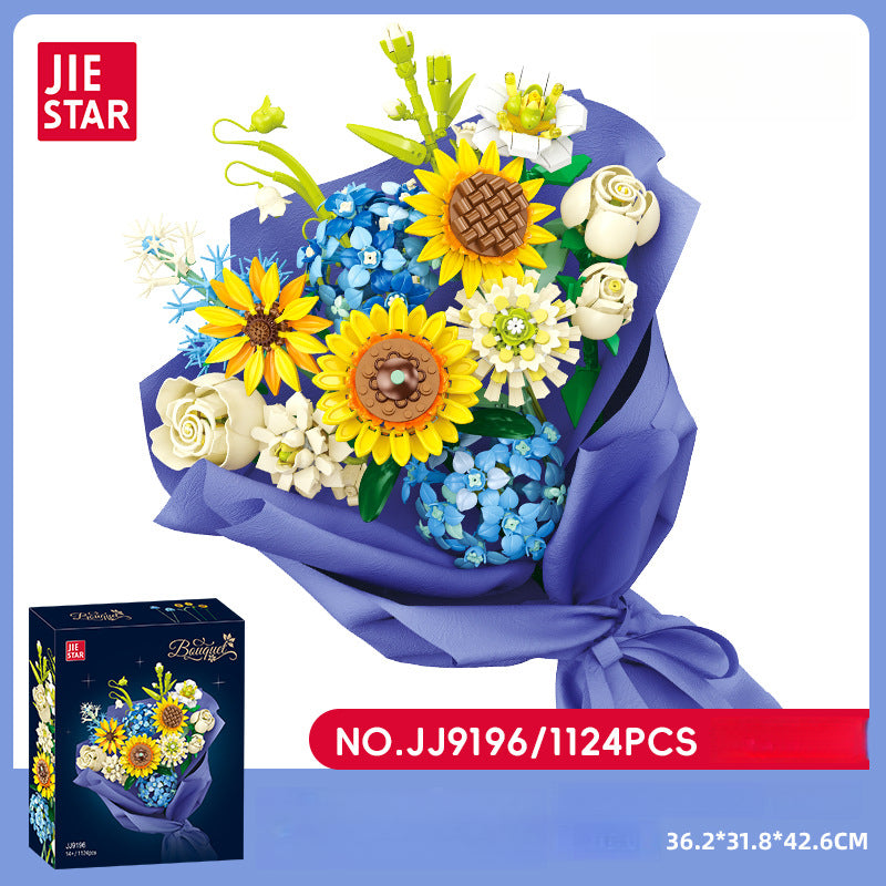 Sunflower bouquet building block set, 1124 pieces