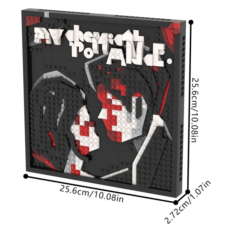 Album mosaic MOC building block set, display shot