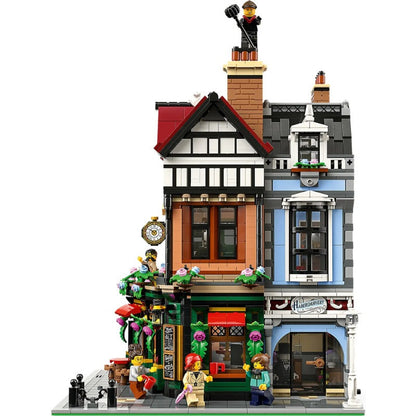 Street view style Tudor corner brick model angle