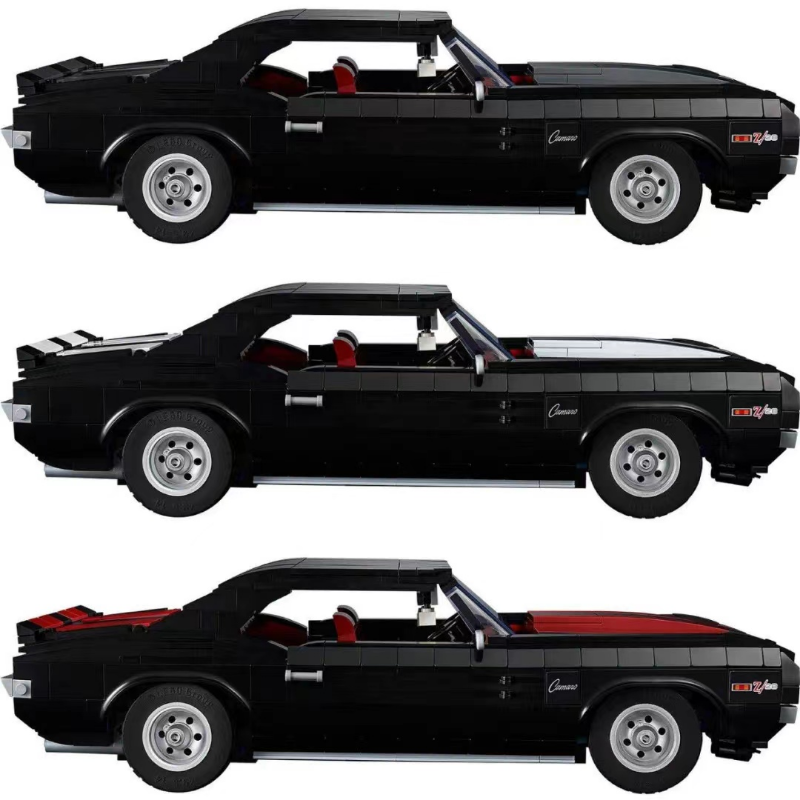 Close-up detail of the muscle car's brick-built body panels