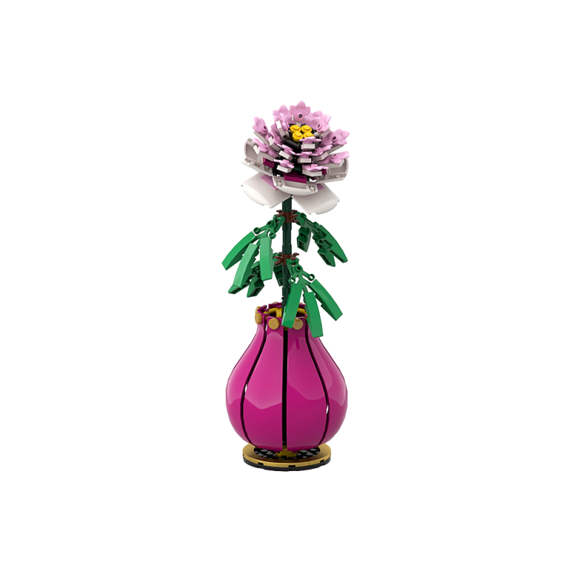 Brick-built peony flower seen from the front