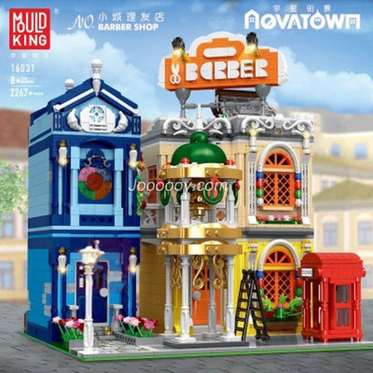 barber shop building block set structural detail close-up