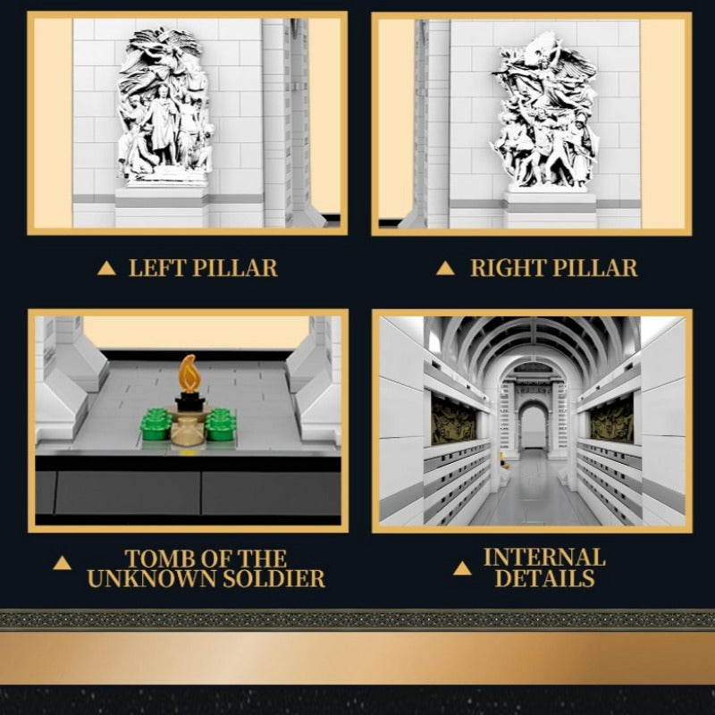 arc de triomphe building block set structural detail close-up