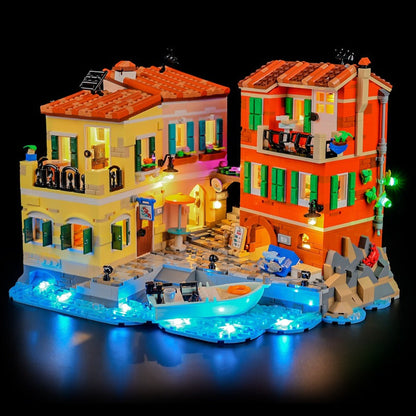 Italian Riviera coastal village building block set, side view
