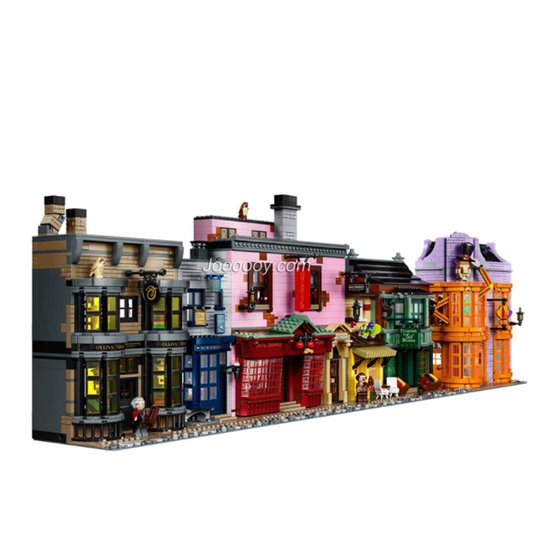 Assembled grand magical alley street scene building block set