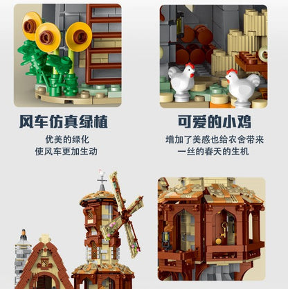 medieval windmill building block set finished set detail