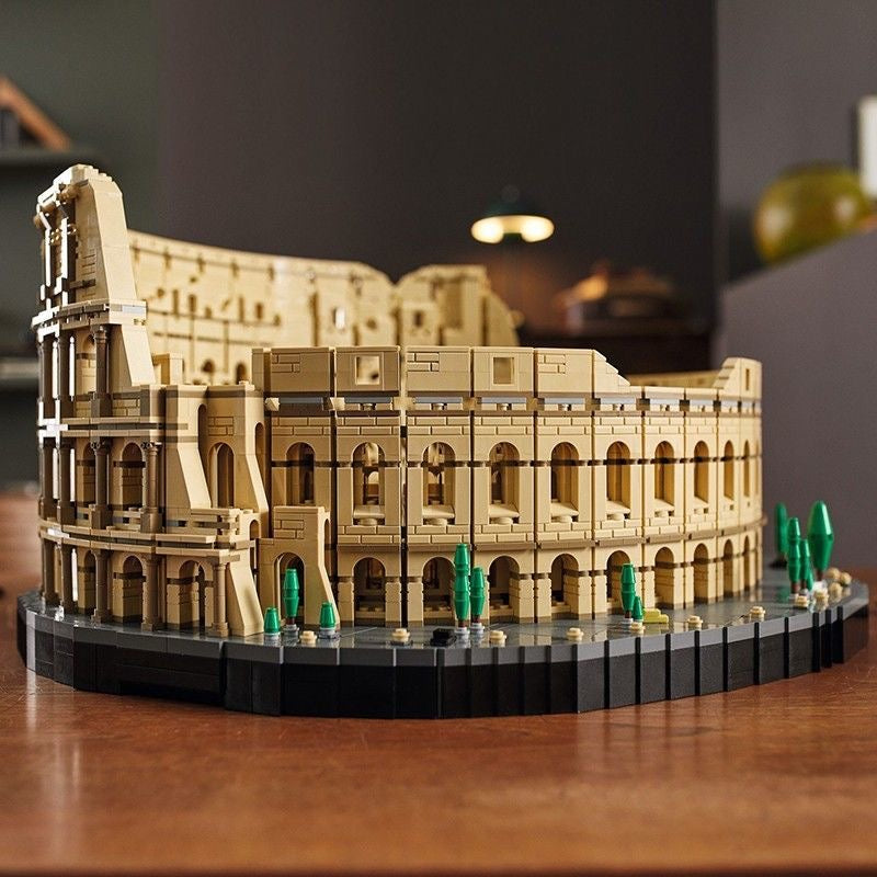 Close-up of tiered arches on Colosseum building block model