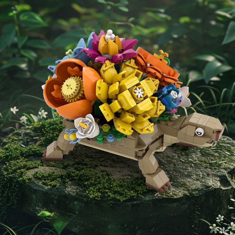 Wider shot of the finished turtle flower pot