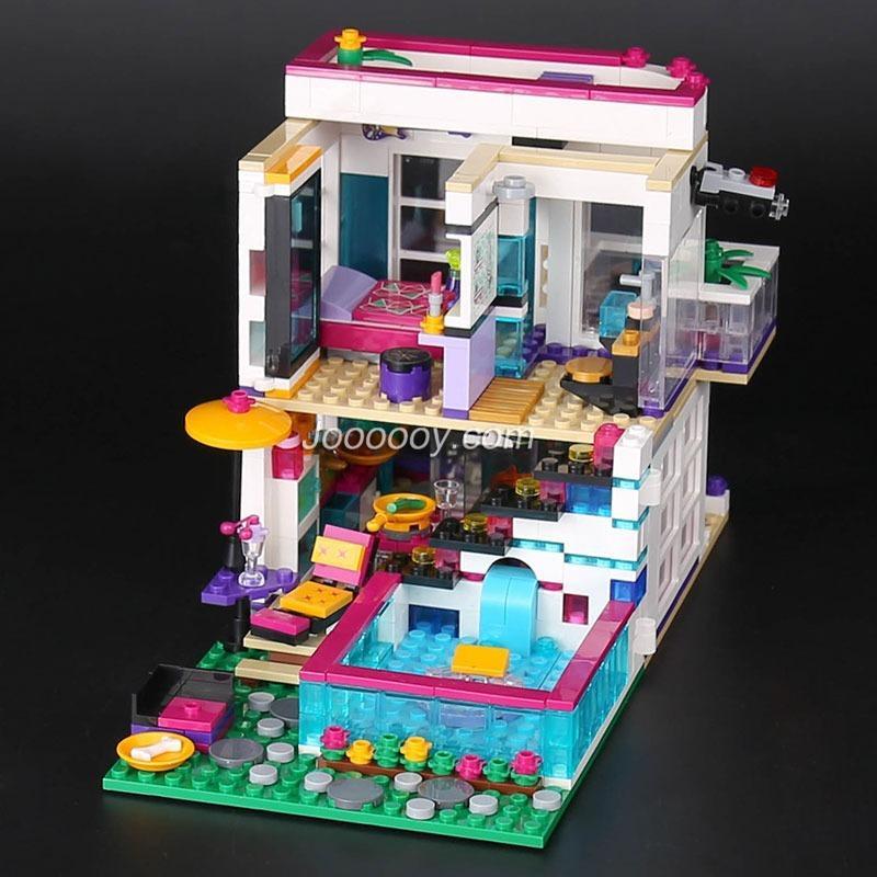 Pop star house building block set stage area close-up