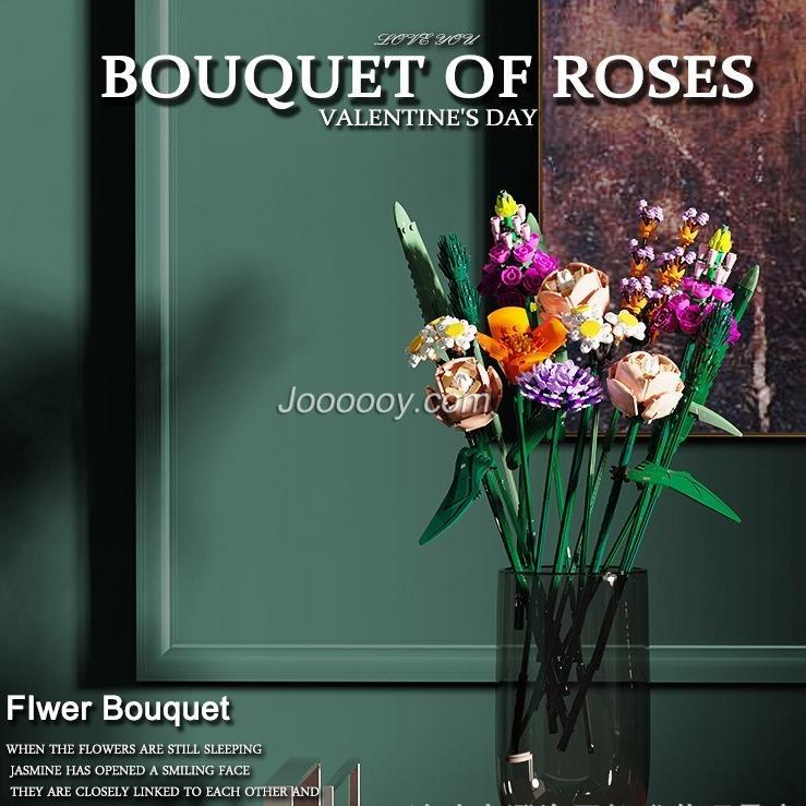 Assembled flower bouquet building block display