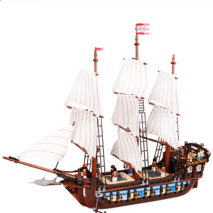 Close-up of rigging and sail detail on a pirate ship building block build