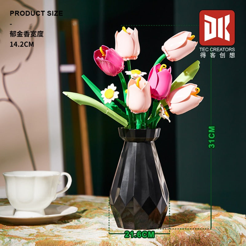 Tulip bouquet bricks, close-up detail