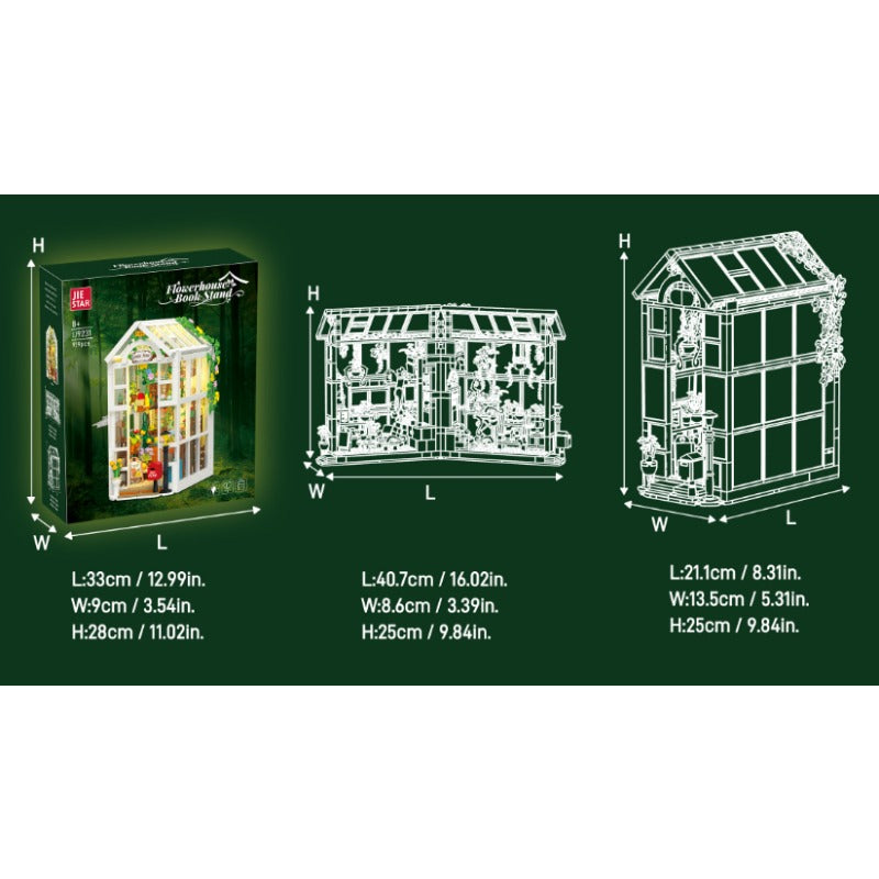 Greenhouse bookend building block set, display shot