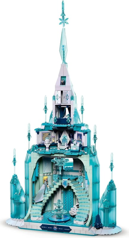Close-up detail of the icy castle spires
