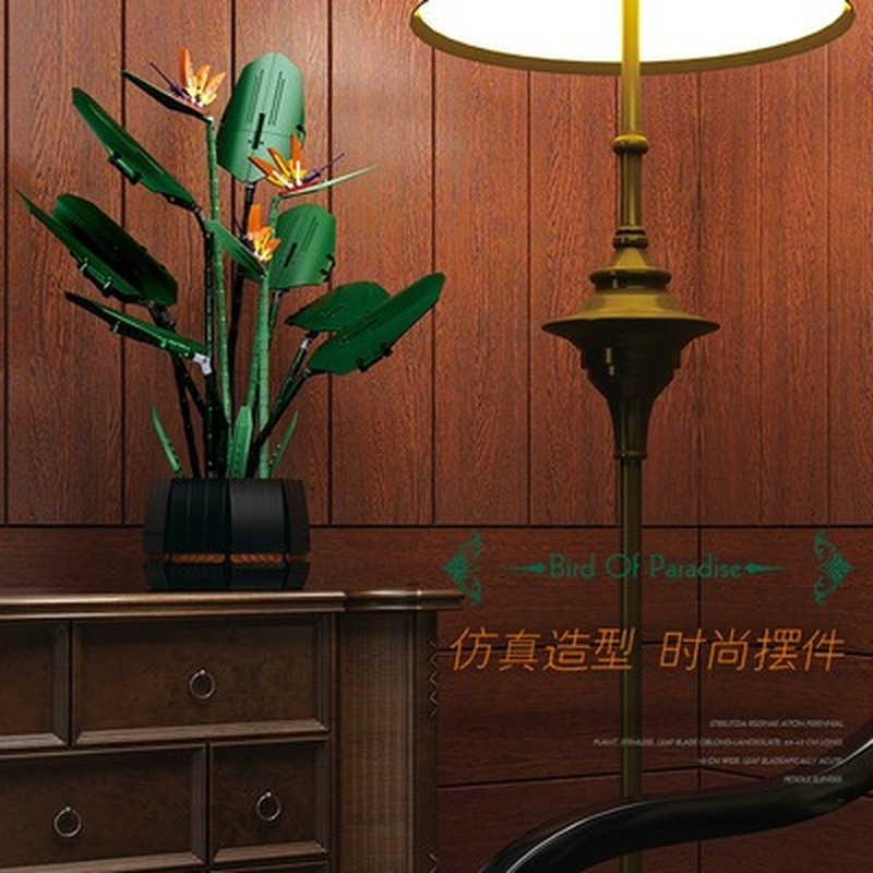 Bird of paradise building block set in pot base