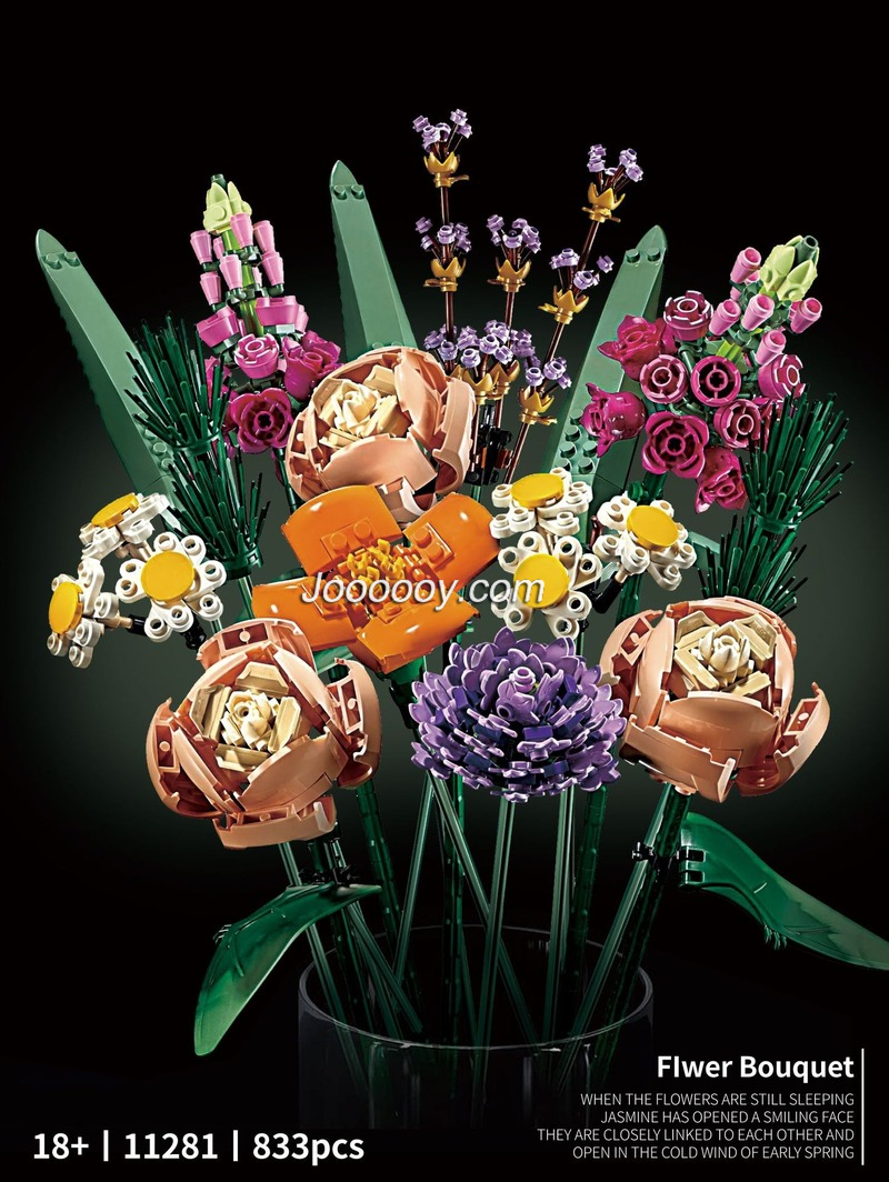 Individual flower stems from building block bouquet set