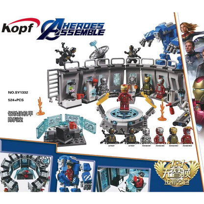 Assembled superhero showroom display building block base