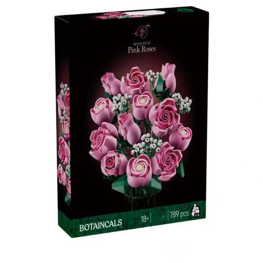 Pink rose bouquet building block set – finished model