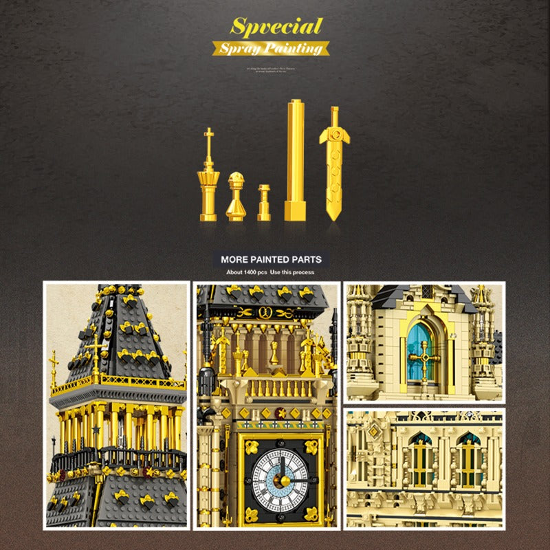 big ben clock tower building block set construction detail view