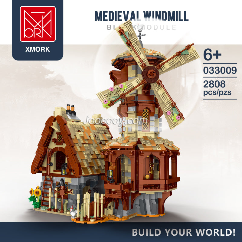 medieval windmill building block set alternate angle view