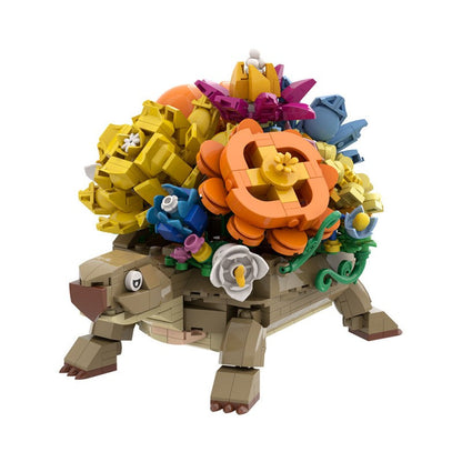 Close-up of the turtle shell and flower details