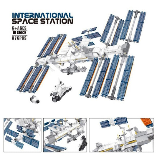 International Space Station building block model with solar panels