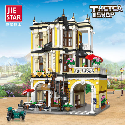 tea shop building block set completed build display