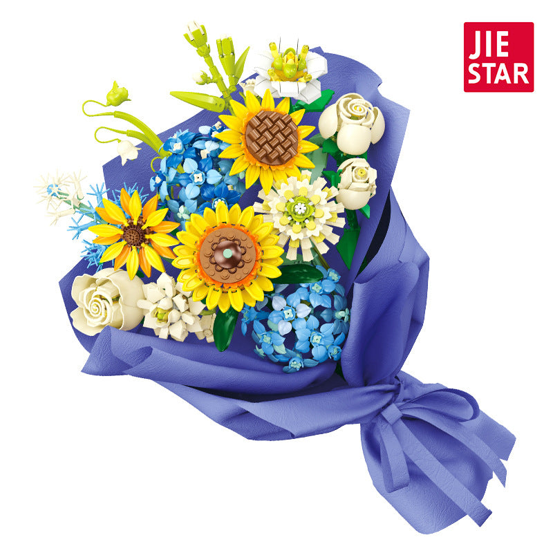 Sunflower bouquet building set, detail photo