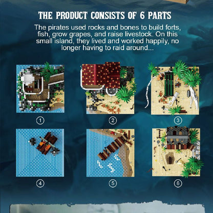 pirate harbor castle building block set assembled model close-up