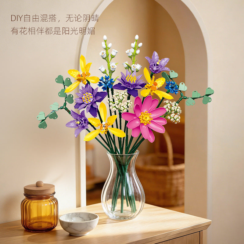 Blooming in Splendor flower building block set, side angle