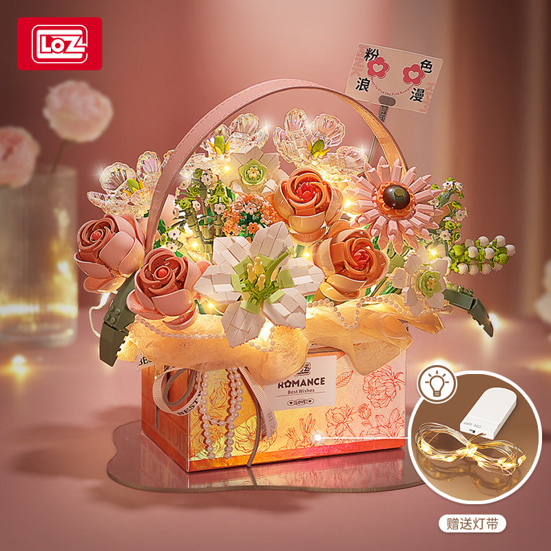Mini brick flower bouquet, alternate angle