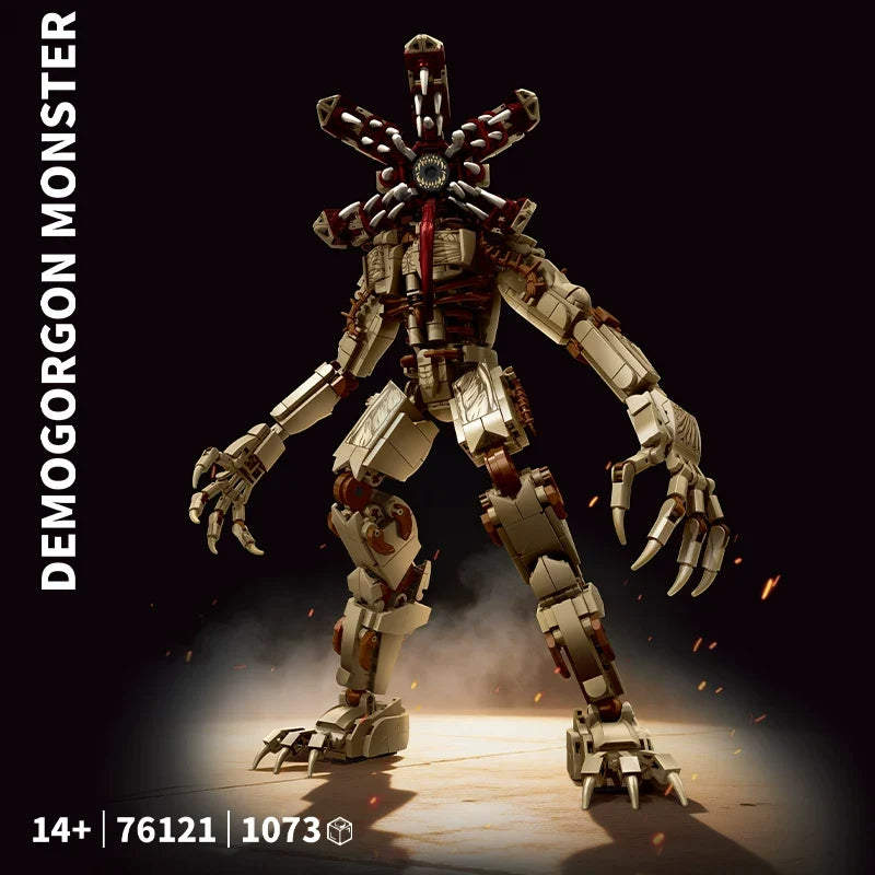 Floral demon head Shadow Monster building block set, front view