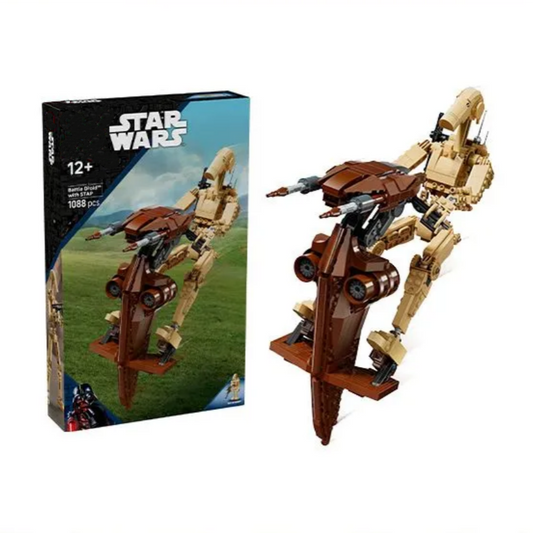 Battle Droid with STAP sci-fi vehicle building block set, front view