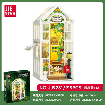 Greenhouse bookend building block set, fully assembled