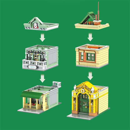 french restaurant building block set display setting view