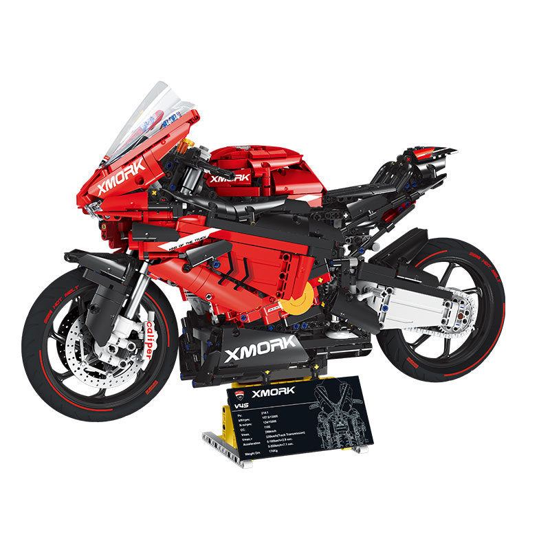 Assembled 2008-piece brick model from the side