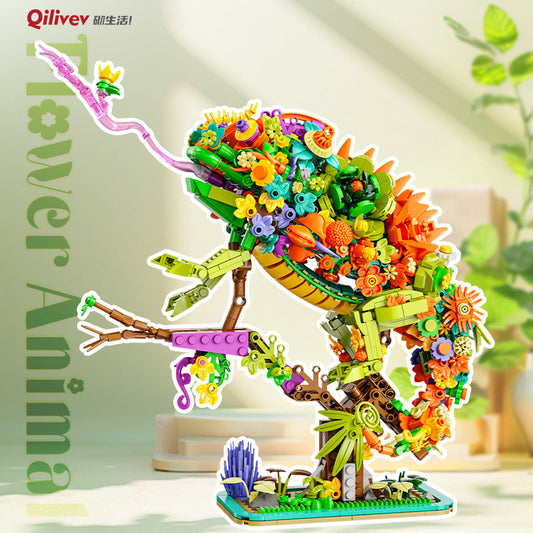 Flower animal building block set, chameleon version