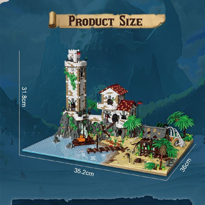 pirate harbor castle building block set display setting view
