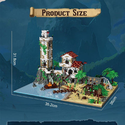 pirate harbor castle building block set display setting view