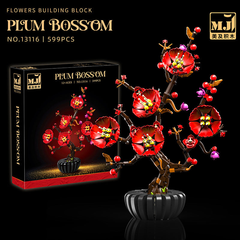 Plum blossom flower building block set assembled