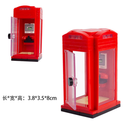 Brick-built telephone booth MOC set