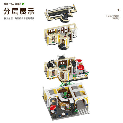 tea shop building block set interior detail