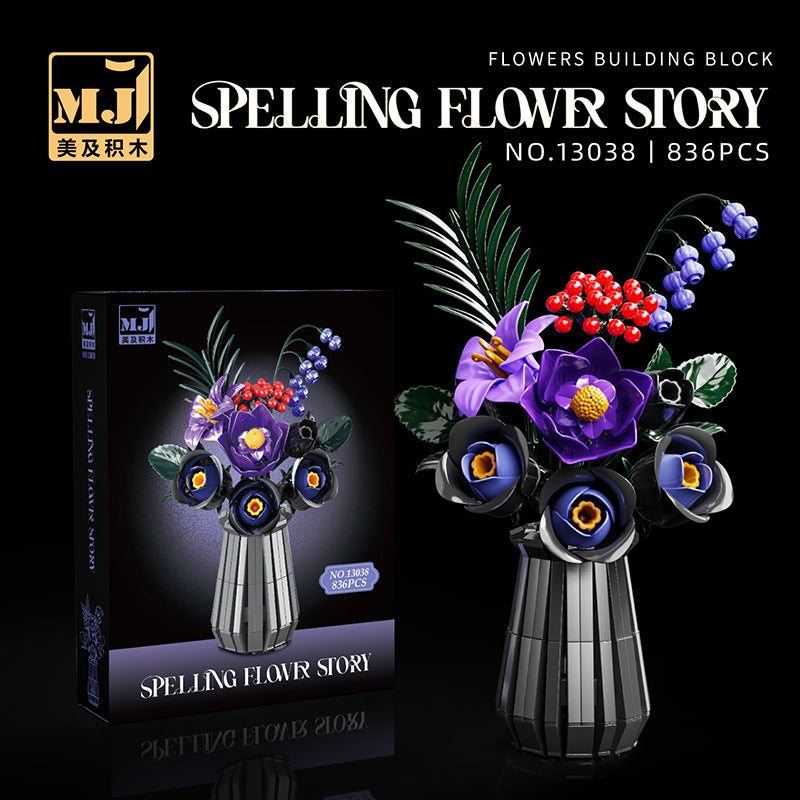 836-piece flower building block set, finished model